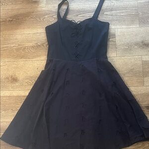 Elegant navy blue Midi Dress flare straps